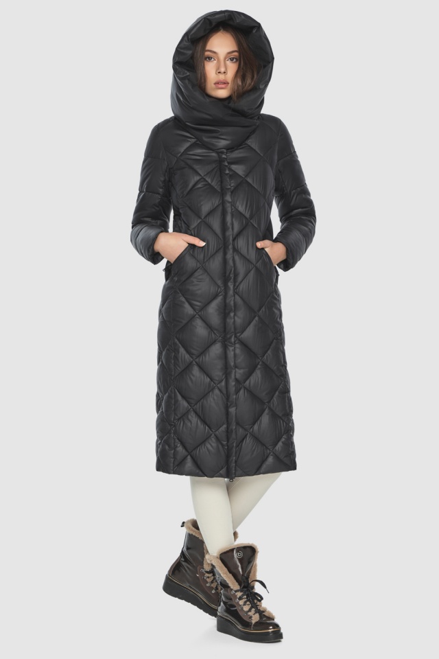 Чёрная 1 женская куртка с ромбовидной строчкой весенняя модель 60074 Kiro – Wild – Tiger фото 2