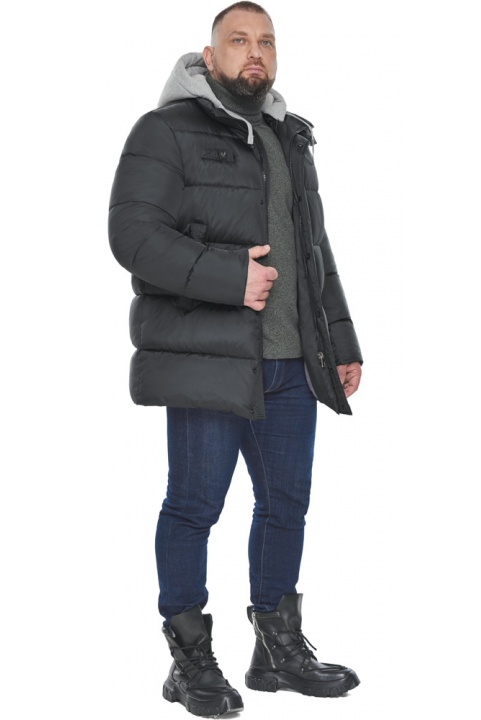 Графитовая мужская курточка с мягким капюшоном модель 64550 Braggart "Aggressive" фото 1