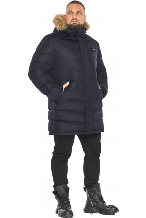 Куртка мужская зимняя чёрно-синяя на молнии и кнопках модель 49718 Braggart "Aggressive" фото 1