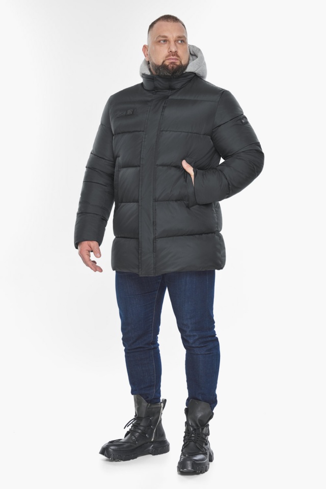 Графитовая мужская курточка с мягким капюшоном модель 64550 Braggart "Aggressive" фото 3