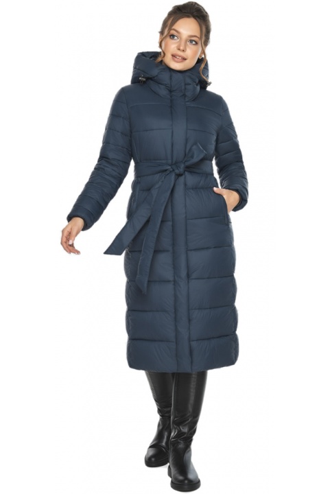 Женская куртка синего цвета длиной ниже колен модель 21152 Ajento фото 1