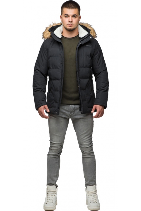 Черная куртка зимняя мужская с карманами модель 25780 Braggart "Youth" фото 1