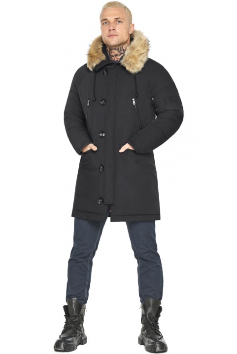 Куртка чёрная мужская зимняя с опушкой модель 42066 Braggart "Arctic" фото 1