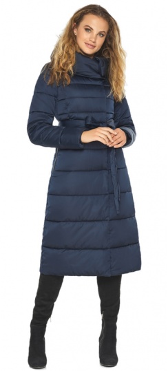 Синяя женская курточка с поясом модель 60015  фото 1