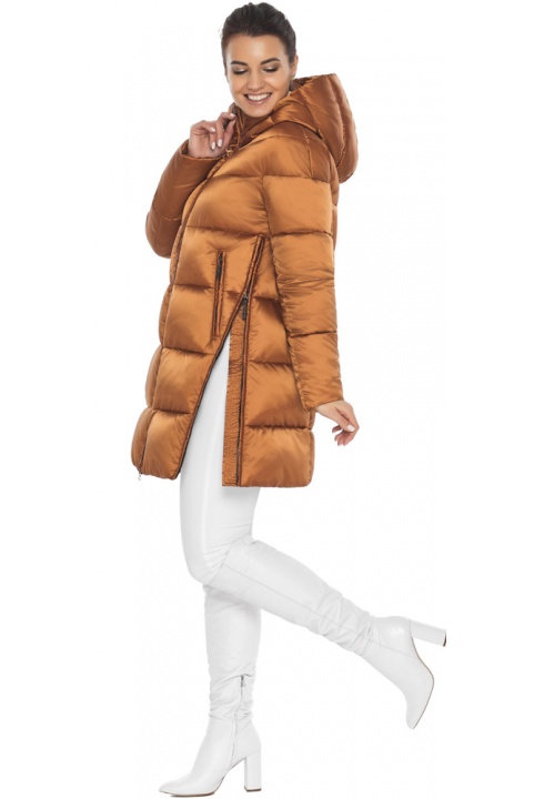 Жіноча куртка на двозамковій блискавці зимова колір сієна модель 51120 Braggart "Angel's Fluff" фото 1
