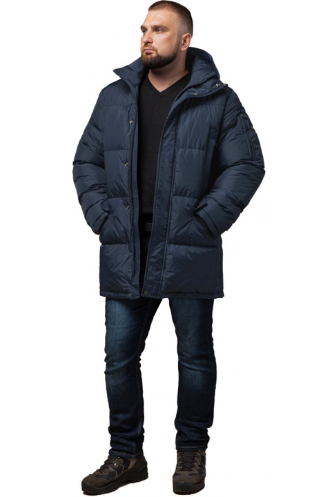 Практична куртка на зиму чоловіча темно-синя модель 27055 Braggart "Dress Code" фото 1