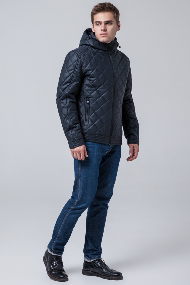 Темно-синя молодіжна коротка куртка осінньо-весняна чоловіча модель 2072 Braggart "Youth" фото 2