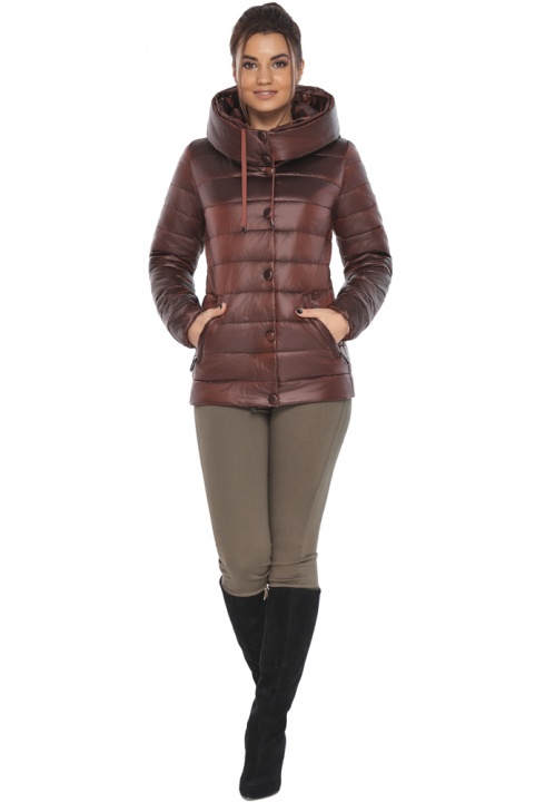 Каштановая женская куртка осенне-весенняя практичная модель 61030 Braggart "Angel's Fluff" фото 1