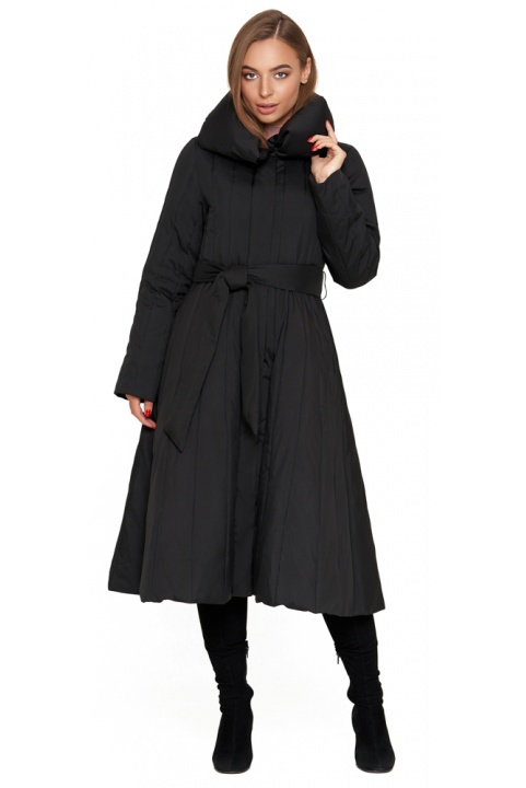 Чорна куртка жіноча зимова розкльошена модель 2415 Sara Leona фото 1
