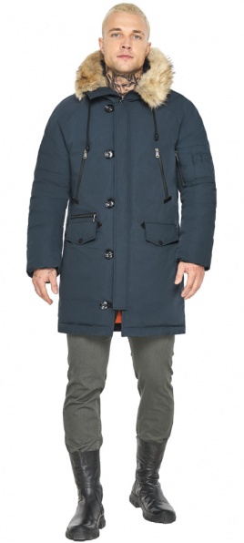 Зимняя серо-синяя куртка мужская со множеством карманов модель 42066 Braggart "Arctic" фото 1