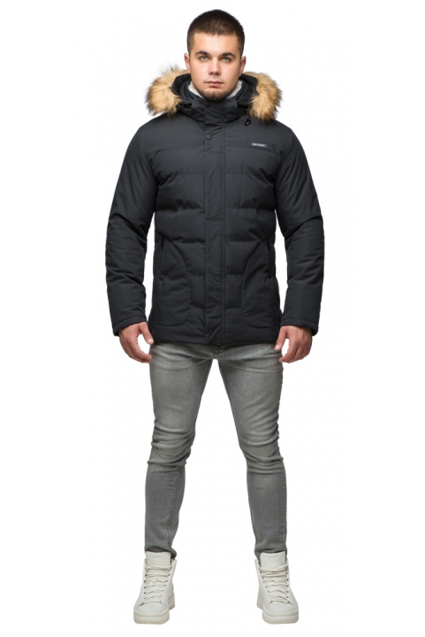 Короткая стильная зимняя курточка мужская чёрная модель 25780 Braggart "Youth" фото 1