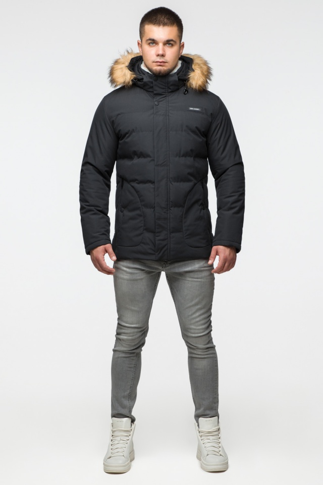 Короткая стильная зимняя курточка мужская чёрная модель 25780 Braggart "Youth" фото 2