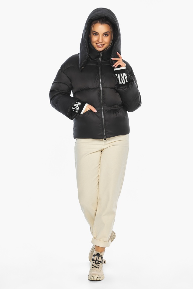 Куртка трендовая чёрная зимняя женская модель 41975 Braggart "Angel's Fluff" фото 2
