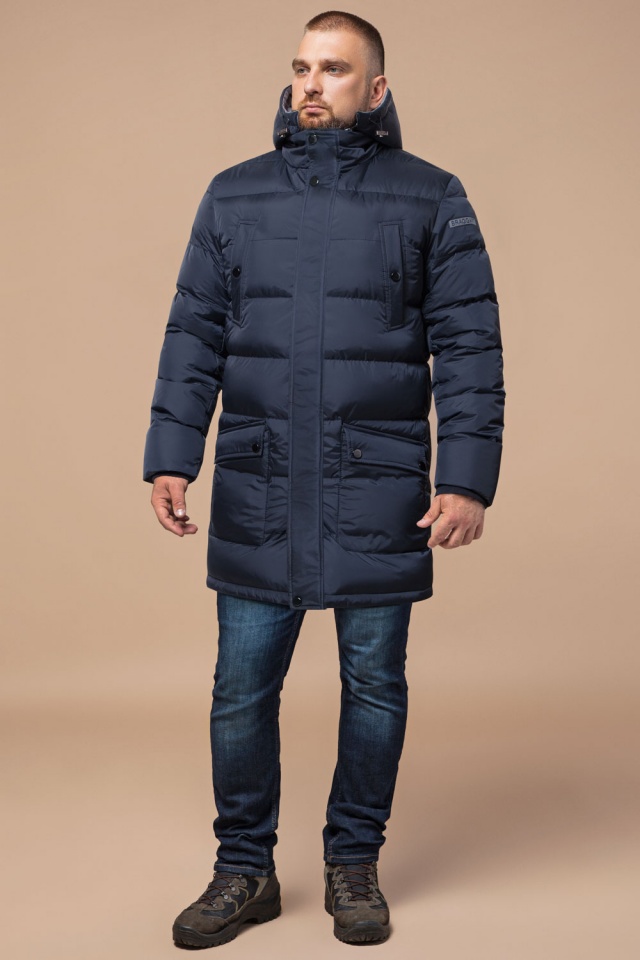 Темно-синяя куртка зимняя мужская теплая модель 32045 Braggart "Dress Code" фото 2