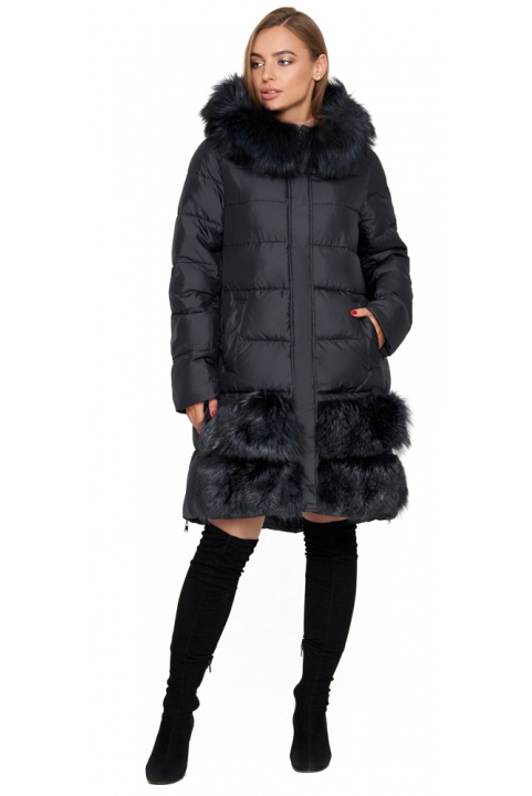 Женская черная куртка зимняя с удобными карманами модель 8875 Chiago фото 1