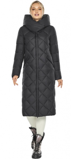 Чёрная женская куртка с ромбовидной стёжкой осенне-весенняя модель 60074  фото 1