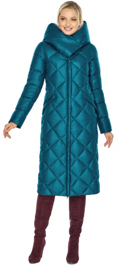 Аквамариновая женская куртка с косыми карманами осенняя модель 60074  фото 1