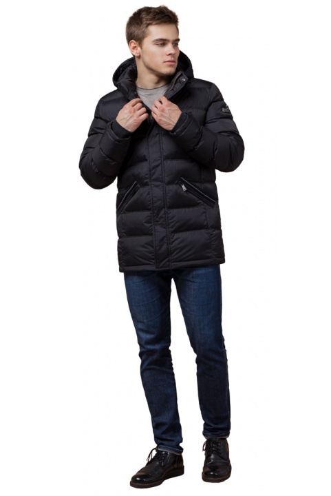 Черная мужская куртка зимняя с качественной фурнитурой модель 13542 Braggart "Aggressive" фото 1