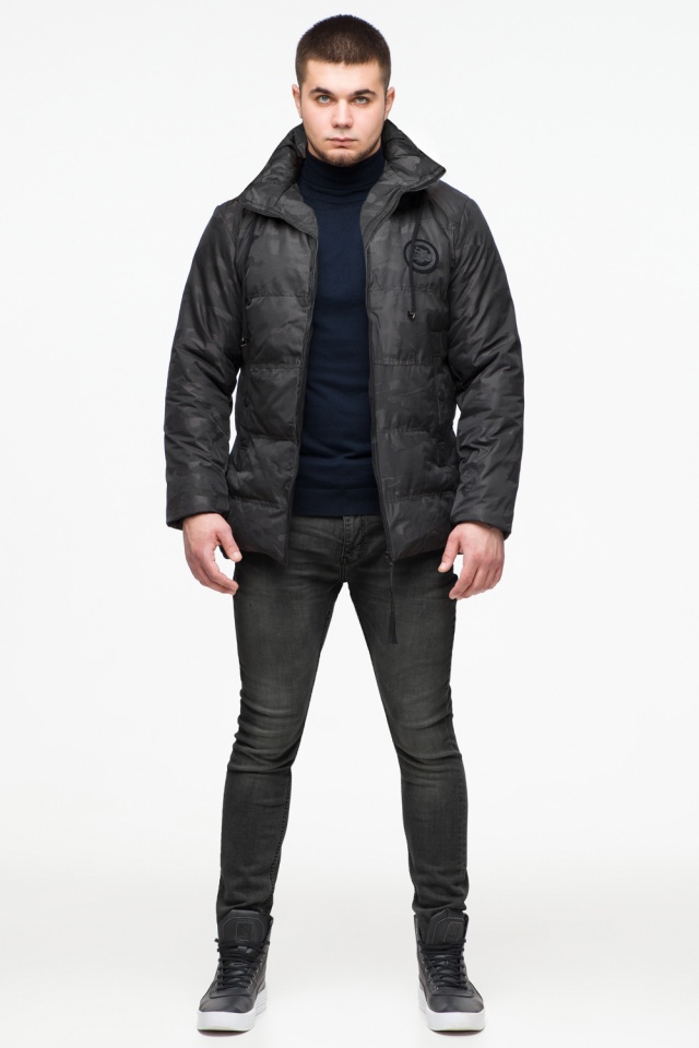 Черная куртка короткая мужская на зиму модель 25020 Braggart "Youth" фото 3