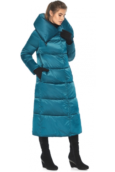 Приталенная женская зимняя куртка аквамаринового цвета модель M6530 Moc – Ajento – Vivacana фото 1