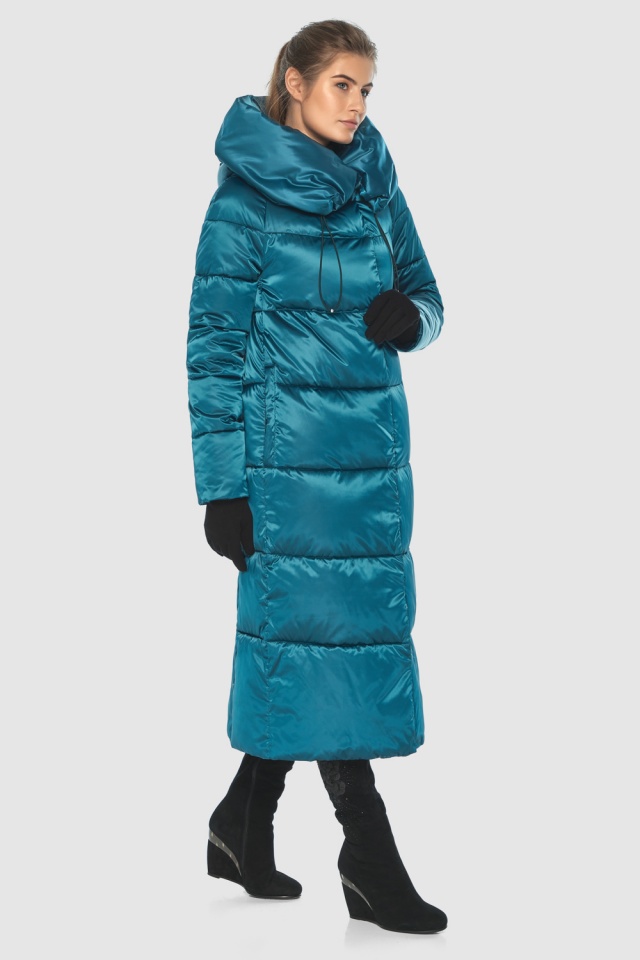 Приталенная женская зимняя куртка аквамаринового цвета модель M6530 Moc – Ajento – Vivacana фото 2