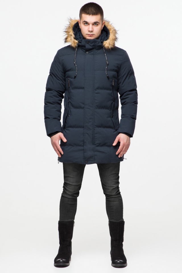 Темно-синяя мужская молодежная куртка зимняя модель 25170 Braggart "Youth" фото 2