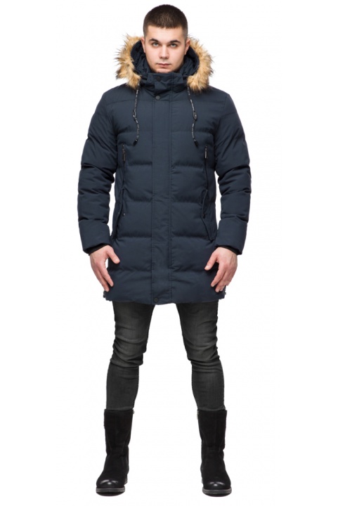Темно-синяя мужская молодежная куртка зимняя модель 25170 Braggart "Youth" фото 1