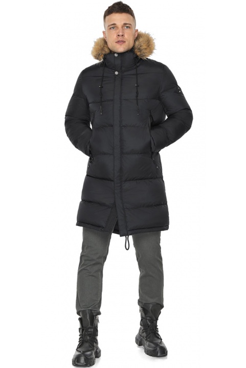 Мужская куртка комфортной длины чёрная зимняя модель 49318 Braggart "Dress Code" фото 1