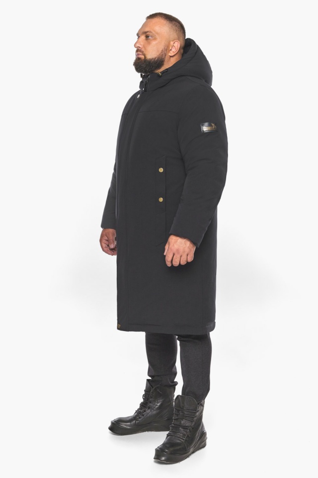 Куртка мужская зимняя однотонная чёрная модель 15318 Braggart "Arctic" фото 3