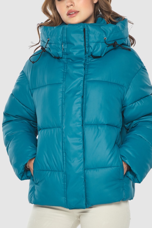 Куртка женская аквамариновая уютная для весны модель 60085  фото 9