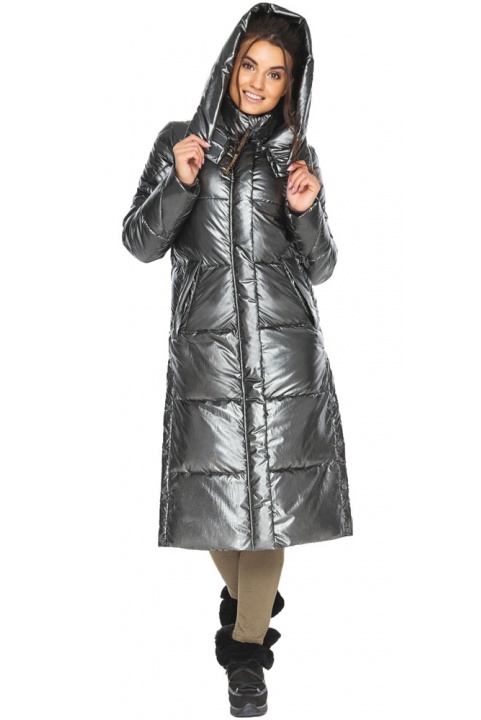 Фирменная куртка зимняя женская цвет тёмное серебро модель 41565 Braggart "Angel's Fluff" фото 1