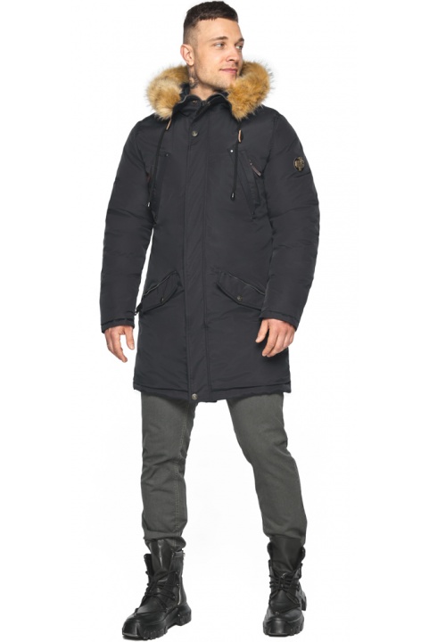 Куртка – воздуховик чорний чоловічий практичний зимовий модель 30618 Braggart "Angel's Fluff Man" фото 1