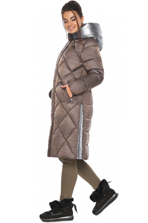 Куртка женская зимняя со стёжкой ромбами цвет сепия модель 46510  Braggart "Angel's Fluff" фото 1