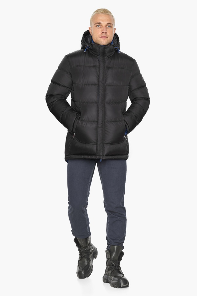 Мужская зимняя короткая куртка чёрный-электрик модель 51999 Braggart "Aggressive" фото 3