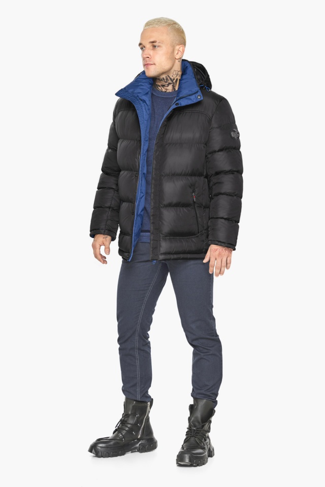 Мужская повседневная куртка на зиму цвет чёрный-электрик модель 51999 Braggart "Aggressive" фото 3