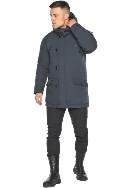 Куртка – воздуховик мужской зимний удлинённый графитово-синий модель 30707 Braggart "Angel's Fluff Man" фото 1