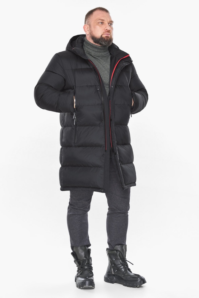 Зимняя мужская утеплённая куртка чёрного цвета модель 63717  фото 2