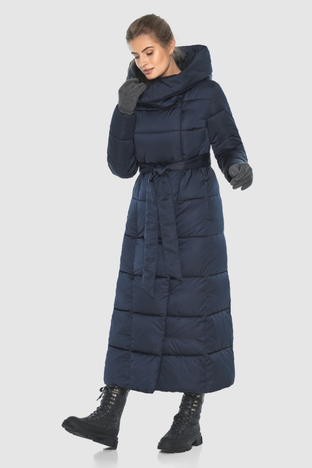 Зимняя длинная женская курточка синего 1 цвета модель M6321 Moc – Ajento – Vivacana фото 2