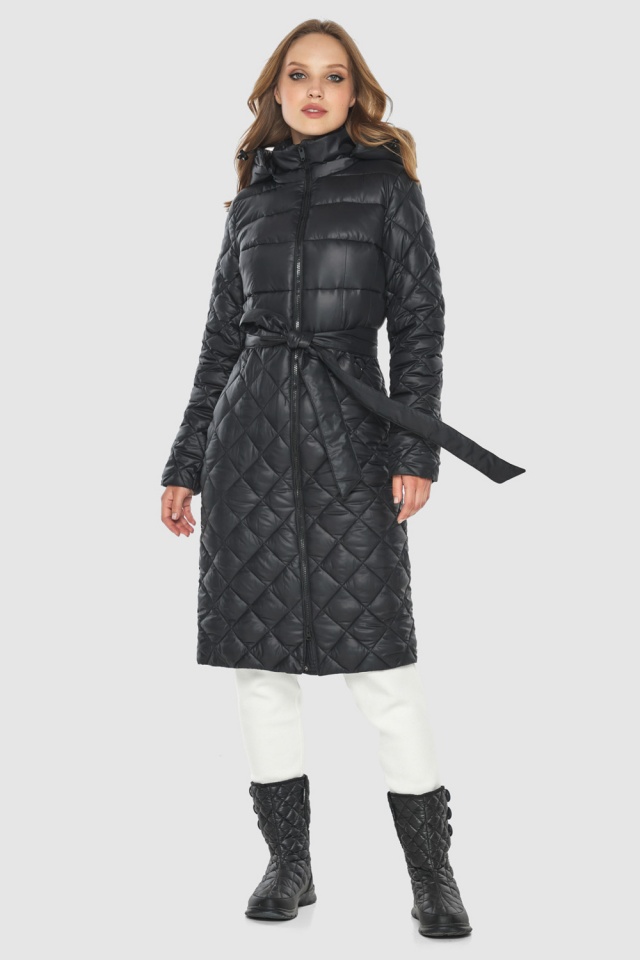 Чёрная женская весенняя куртка с комбинированной строчкой модель 60096  фото 2