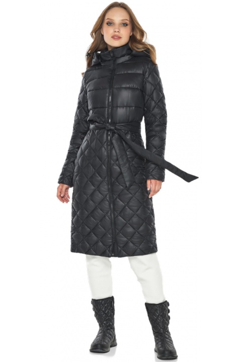 Чёрная женская весенняя куртка с комбинированной строчкой модель 60096  фото 1