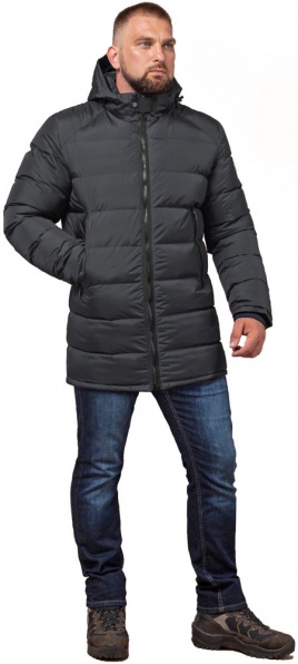 Зимняя мужская графитовая куртка на молнии модель 32540 Braggart "Aggressive" фото 1