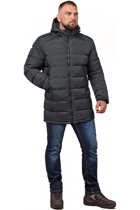 Зимняя мужская графитовая куртка на молнии модель 32540 Braggart "Aggressive" фото 1
