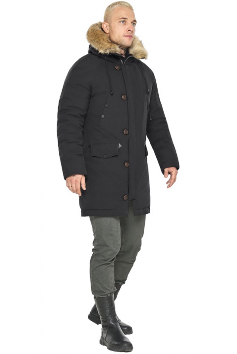 Мужская зимняя чёрная куртка с опушкой модель 58555 Braggart "Arctic" фото 1