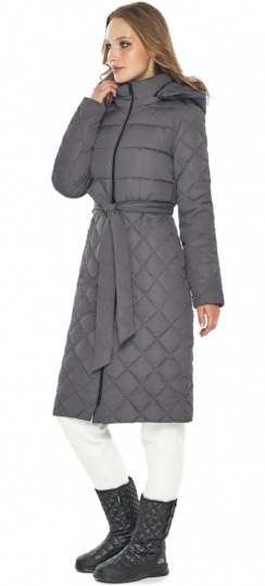 Серая 1 женская куртка с внешними потайными карманами осенняя модель 60096  фото 1