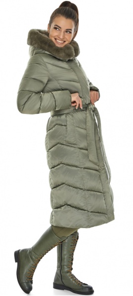 Куртка нефритовая женская с брендированной фурнитурой на зиму модель 56586 Braggart "Angel's Fluff" фото 1