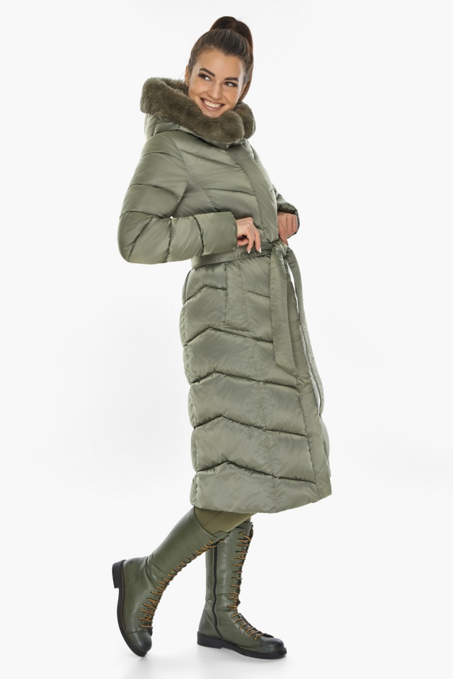 Куртка нефритовая женская с брендированной фурнитурой на зиму модель 56586 Braggart "Angel's Fluff" фото 3