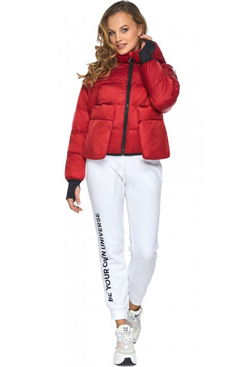 Женская куртка с внешними карманами осенне-весенняя рубиновая модель 26370 Youth фото 1