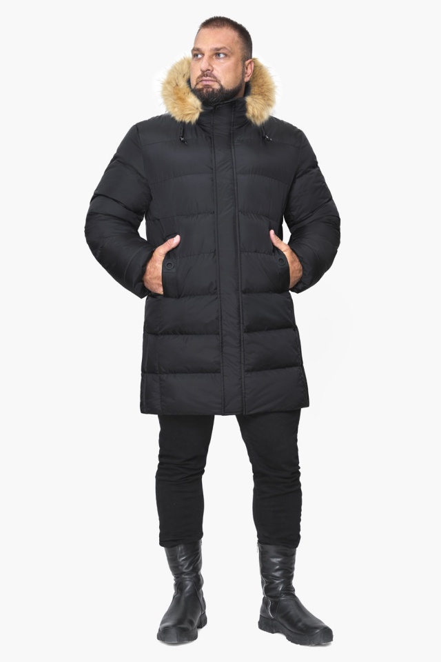Зимняя курточка мужская трендовая чёрная большого размера модель 53900 Braggart "Titans" фото 2