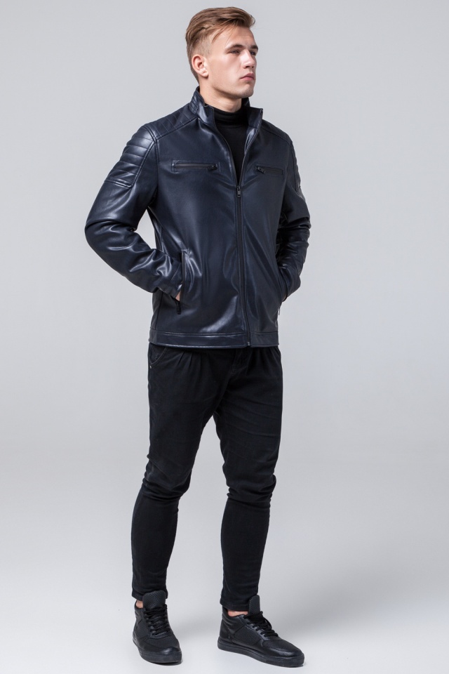 Классическая осенне-весенняя куртка мужская тёмно-синяя модель 2612 Braggart "Youth" фото 2