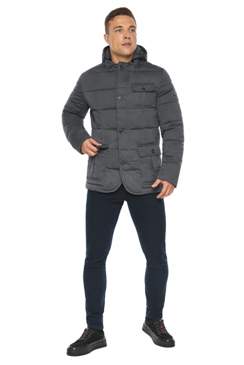 Куртка – воздуховик короткий мужской осенне-весенний цвет мокрый асфальт модель 35230 Braggart "Angel's Fluff Man" фото 1